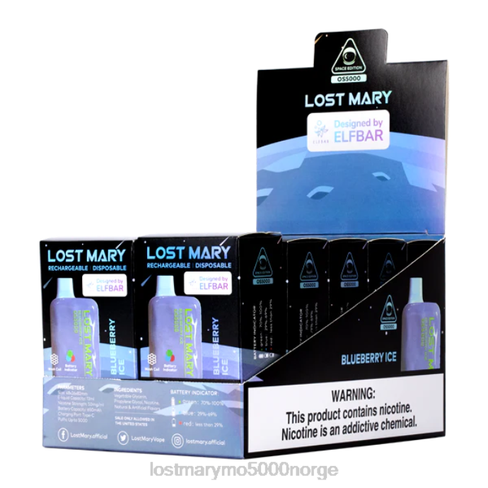blåbæris - LOST MARY vape pris - F2H2B16 LOST MARY OS5000