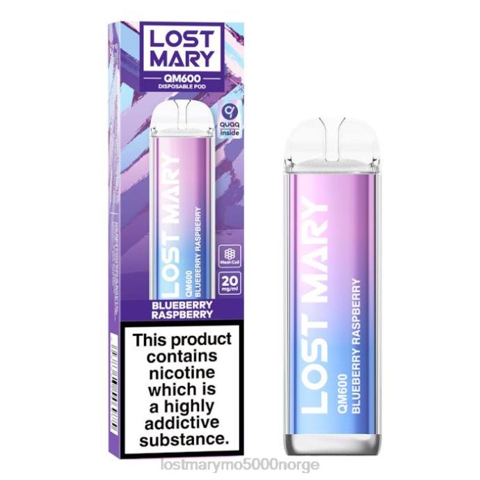 blåbær bringebær - LOST MARY vape nikotin - F2H2B158 LOST MARY QM600 engangs vape