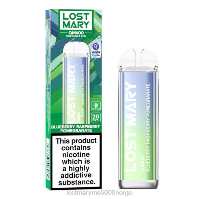 blåbær bringebær granateple - LOST MARY flavours - F2H2B159 LOST MARY QM600 engangs vape