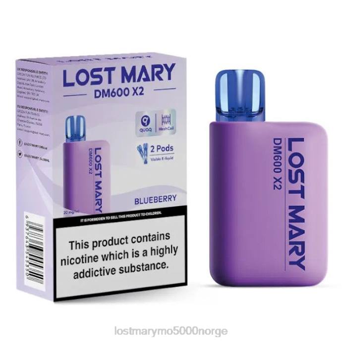 blåbær - LOST MARY flavours - F2H2B189 LOST MARY DM600 x2 engangsvape