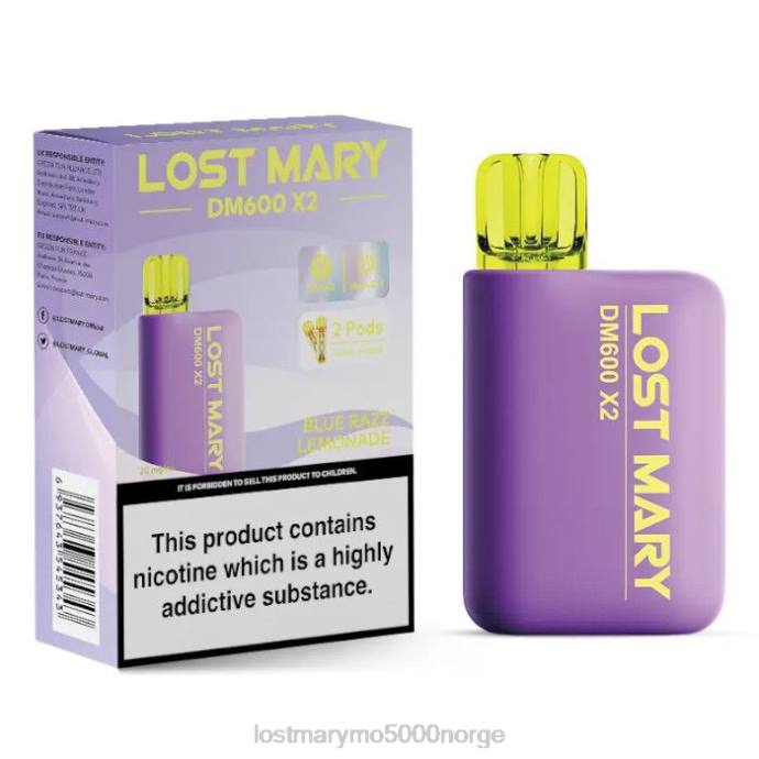 blå razz lemonade - LOST MARY vape nikotin - F2H2B188 LOST MARY DM600 x2 engangsvape