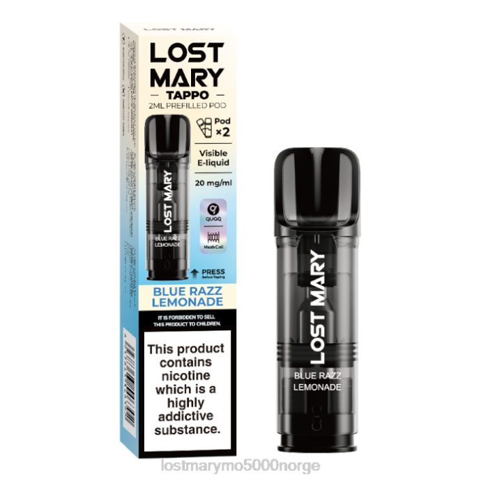 blå razz lemonade - LOST MARY store - F2H2B181 LOST MARY Tappo forhåndsfylte pods - 20mg - 2pk