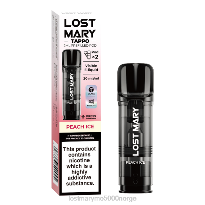 fersken is - LOST MARY Oslo - F2H2B180 LOST MARY Tappo forhåndsfylte pods - 20mg - 2pk