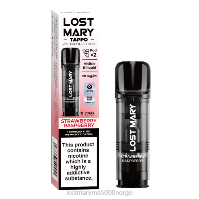 jordbær bringebær - LOST MARY vape nikotin - F2H2B178 LOST MARY Tappo forhåndsfylte pods - 20mg - 2pk
