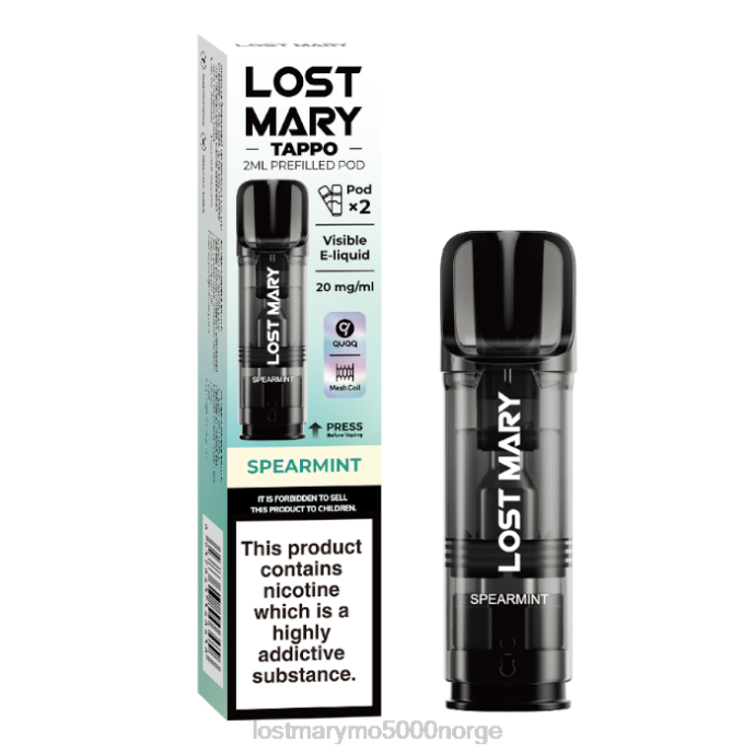 spearmint - LOST MARY vape pris - F2H2B176 LOST MARY Tappo forhåndsfylte pods - 20mg - 2pk